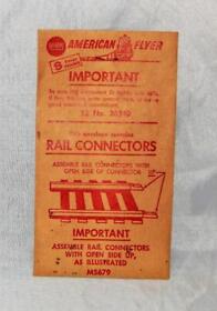 26340 American Flyer Pikemaster Rail Connectors Joiners Unopened Envelope Of 12