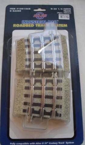 1001068 Atlas O Gauge Industrial Rail Roadbed Track System Curve 4 Pcs