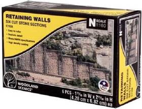 1159 Atlas Woodland N Scale Cut Stone Retaining Walls 6 Pieces New Free Ship
