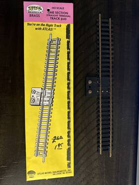 Atlas 732573000407 # 840 40 9 Inch Straight Terminal Track - Ho Scale Brass Rails