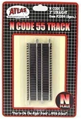 Atlas 732573020047 2004 N Scale Code 55 3 Inch Straight Track 6 Pack New Free Shipping