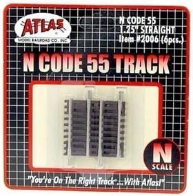 Atlas 732573020061 2006 N Scale Code 55 1.25 Inch Straight Track 6 Pack New Free Shipping