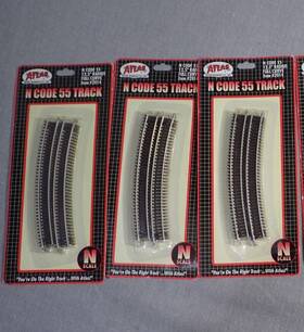 Atlas 732573020146 Lot #2014 12 Inch Radius Full Curve Track Sections 18 Pcs Code 55 N Scale
