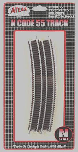 Atlas 732573020160 #2016 13.75 Inch Radius Full Curve Track Sections 6 Pcs Code 55 - N Scale
