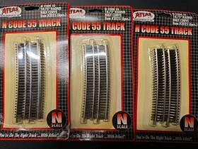 Atlas 732573020252 N Code 55 18.75 Radius Half Curve 3 Packs Of 6