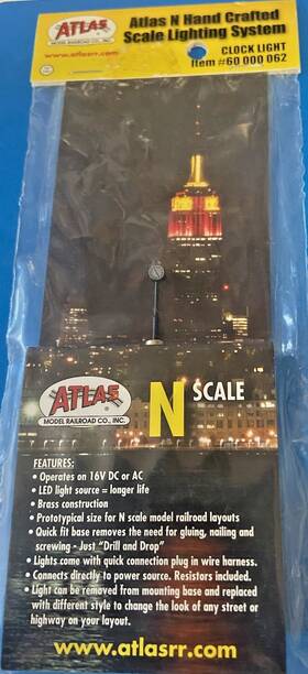 Atlas Atl#60 N Scale Hand Crafted Lighting System Clock Light #60 000 062 New