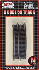 Atlas Code 55 17.5inch Radius Half Curve Track 6 N Scale Nickel Silver Model