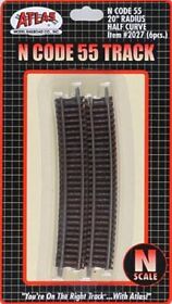 2027 Atlas Code 55 20inch Radius Half Curve Track 6 N Scale Nickel Silver Model