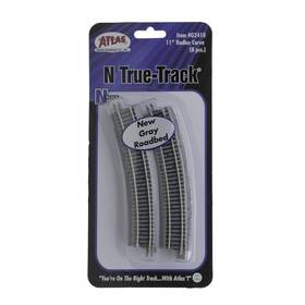 G2410 Atlas N Gray Ballast 11 Inch Radius Code 65 Curved Track Pack Of 8