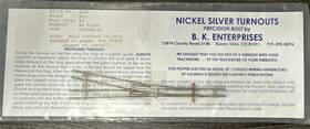 4341 B.k. Enterprises Bk Nn3 Or Z Scale #4341 #4 Right Hand Turnout Code 55 Nickel Silver