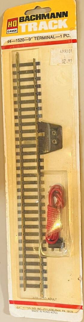 44-1520 Bachmann Train Ho Gauge Track Steel Item #44-1520 Straight 9 Inch Terminal New