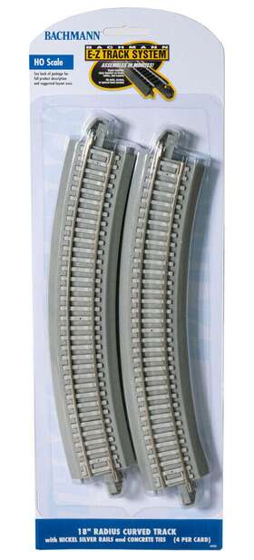 44701 Bachmann Ho 18 Inch Radius Concrete Tie Curved E-z Track Pack Of 4