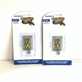 Bac44593 Bachmann Ho 44593 Nickel Silver Rail &gray Roadbed E-z Track Flashing Led Bumper
