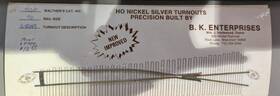 755p Bk Enterprises B.k. Ho Scale Code 70 Right Hand Nickel Silver Turnout
