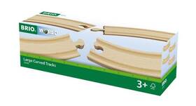 Brio 312350333428 World 33342 - Large Curved Wooden Tracks 4-piece Toy Train Set Extension