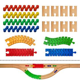 Jm-15 Bunu1492 Wooden Train Track Accessories 44 Pcs Connector Set