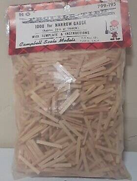 799-195 Campbell Scale Models Ho Narrow Gauge Profile Ties 1000 Pieces