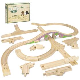 Conductor Carl 796520361355 Wooden Train Track Set 42 Pieces - Solid Wood Accessories