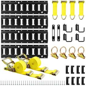 Y60-82000-81 Elechomes E Track Tie-down Rail Set 4 Pack 16 Inch Etrack Rails Black