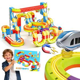 Essveigqua Essveigqua-cxhcgd-141 Electric Magnetic Train Toys Set- Flexible Race Track For Kids 141 Pcs/2 Car