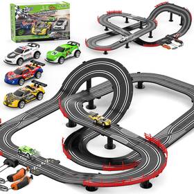 No.a47-22a Fedonak 2 In 1 Slot Car Race Track Set With 4 Cars Lap Counter - Electric Racing Fun