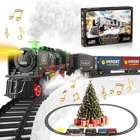 Fw2504-1 Funwee Train Set For Under Christmas Tree Electric Toy With Smokes Lights And