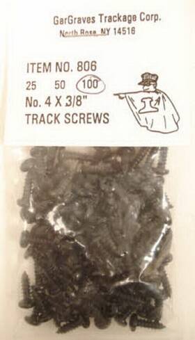806-1 Gargraves #4 X 3/8 Inch Black Track Screws 12