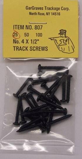 807-25 Gargraves #4 X 1/2 Inch Black Phillips Pan Head Track Screws 25 10