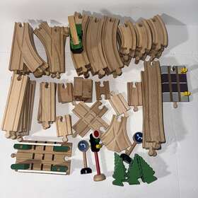 Geoffrey Inc. 744110567632 Wooden Train Track Lot Wayne Nj Usa 75 Pcs Traction Rail Huge