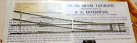 227509 H7k Enterprises Ho Scale B. K. Code 83 Nickel Silver Turnout Kits