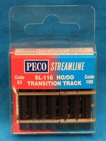 Sl-116 Ho Scale Peco Streamline Code 83 To 100 Transition Track 4 Pack