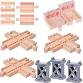 X-m5pk4y-toy-wood Ioffersuper 12 Pcs Wooden Train Track Set Male-male Female-female Bump Tracks Bridge Pi