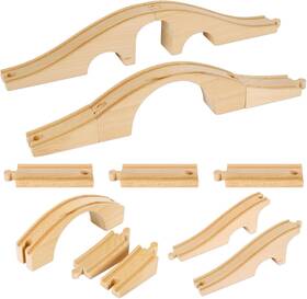 Jarthenaamcs 744759217684 8 Pcs Wood Train Track Expansion Set Wooden Bridges Straight