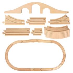 Jarthenaamcs J4484 24pcs Wood Train Tracks Expansion Set Wooden Bridges Track