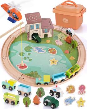 Tts00 Jessruly Wooden Train Track Set - 48-piece Toy 9.2 Inch X 2.9 3.1 Colorful