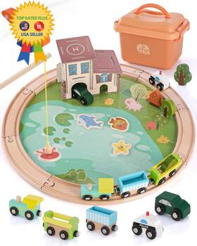 Tts01 Jessruly Wooden Train Track Set - 48-piece Toy Tracks Compatible With Thomas