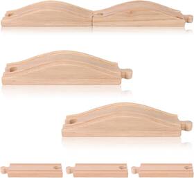 Junlihongus 705353149986 5 Pcs Wood Train Track Expansion Set Straight Wooden