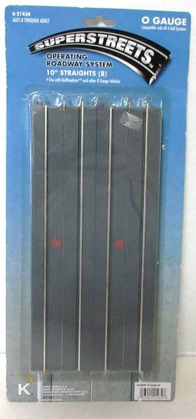 6-21434 K-line 023922214348 O Scale Superstreets 10 Inch Straight Track Sections Pack Of 8 New