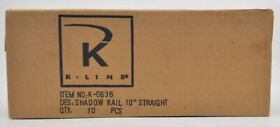 K-0636 K-line O 10inch Straight Shadow Rail Track Pack Of 10 Mt Box