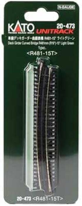 20-473 Kato N Deck Plate Girder Bridge 19 Inch 481mm Radius 15 Degrees Light Green