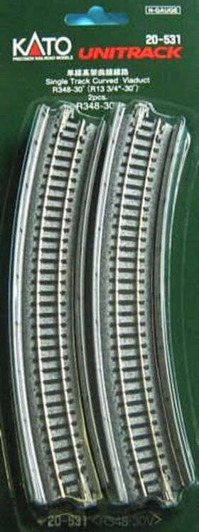 R348-30 Kato 20-531 Gray Single-track Curved Viaduct 2 Pk