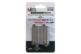 20-042 Kato 20042 N Scale Unitrack Concrete Tie Double Straight 2-7/16 Inch 62mm Pkg 2