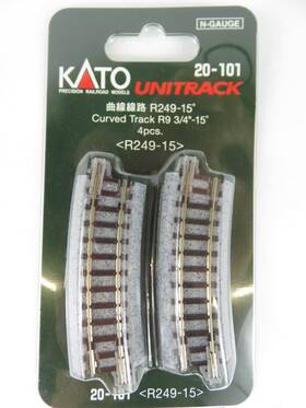 20-101 Kato 20101 N Scale Unitrack Curved Track 9.75 Inch Radius 15-degree Package Of 4