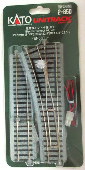 2-850 Kato 949727001036 Ho Scale Unitrack Electric 246mm Left Turnout #4 9 3/4