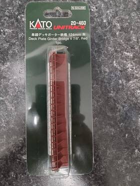 Kato S124t N Unitrack 20-460 Deck Plate Girder Bridge Sngl Track Straight 124mm Red