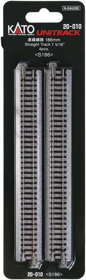 Kato Usa 705353828829 N Scale Unitrack 7 5/16 Inch 186mm Straight Track - 4 Per Package