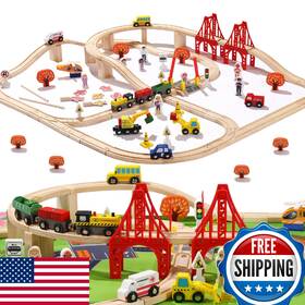 B0dfhfwlq9 Kitoywod 100-pcs Wooden Train Track Set And Toy Compatible Major Brands Ages 3-1
