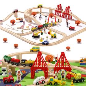 Kitoywod Ktw0100 100 Pcs Wooden Train Track Set Toy