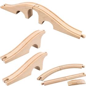 Kugliwa-g001aa Kugliwa 7 Pack Wooden Train Track Expansion Wood Bridge Pieces Tracks Ac