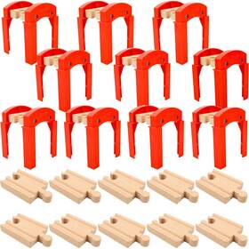 Kugliwa-g013 Kugliwa 20 Pack Wooden Train Track Bridge Accessories Include 10 Red Support 1